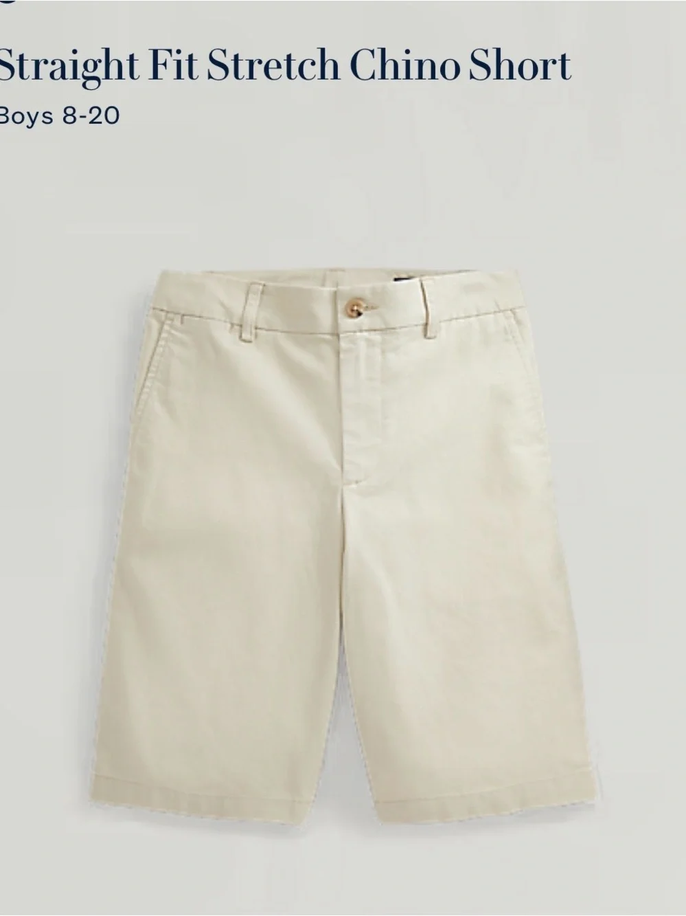 Boys Straight Fit Stretch Chino Shorts in Cream RALPH LAUREN size 14
